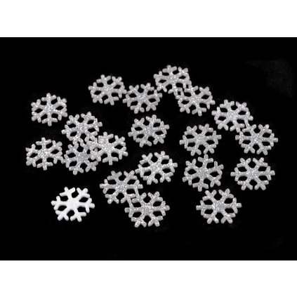 Vánoční filcová vločka s glitry Ø15 mm (Varianta stříbrná, Balení 20 ks)