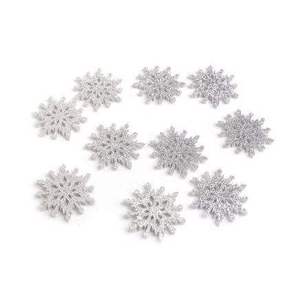 Vánoční filcová vločka s glitry Ø40 mm (Varianta 1 stříbrná, Balení 10 ks)