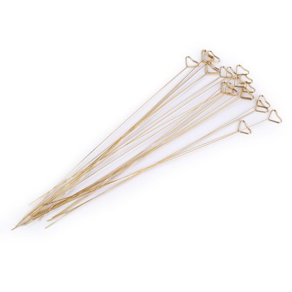 Kovový zápich / držák na foto, přání - srdce (Varianta zlatá sv., Balení 20 ks)