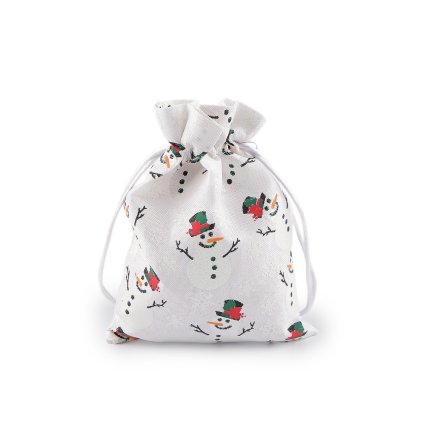 Vánoční dárkový pytlík sněhulák 13x18 cm (Varianta 1 bílá sněhulák, Balení 1 ks)