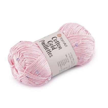 Pletací příze Cotton Gold Paillettes s flitry 50 g (Varianta 1 (7102) bílá stříbrná, Balení 1 ks)