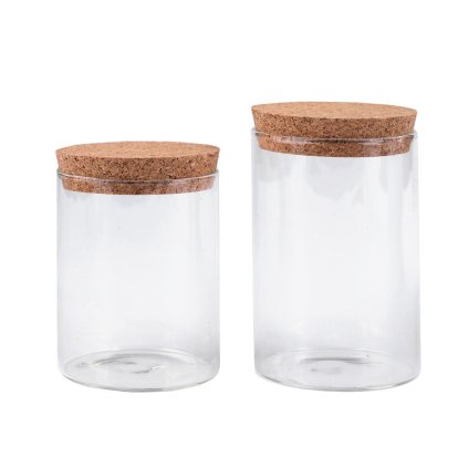 Skleněná lahvička / dóza s korkem (Varianta 1 (80x100 mm) transparent, Balení 1 lahv.)