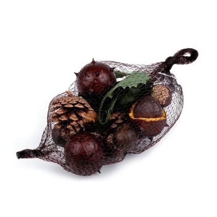 Umělé kaštany, šišky, listy (Varianta hnědá přírodní, Balení 1 pytl.)