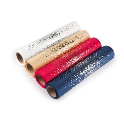 Velvet / samet k výrobě běhounů a dekorací šíře 28 cm (Varianta 1 bílá stříbrná, Balení 2.7 m)