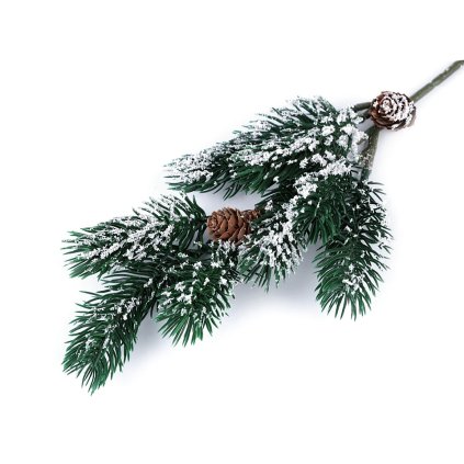 Umělý smrk s šiškami ojíněný zimní menší (Varianta 2 zelená, Balení 1 ks)