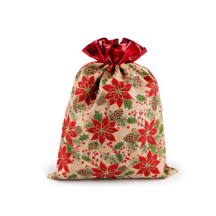 Vánoční dárkový pytlík 30x40 cm imitace juty (Varianta 1 režná přírodní zlatá, Balení 1 ks)