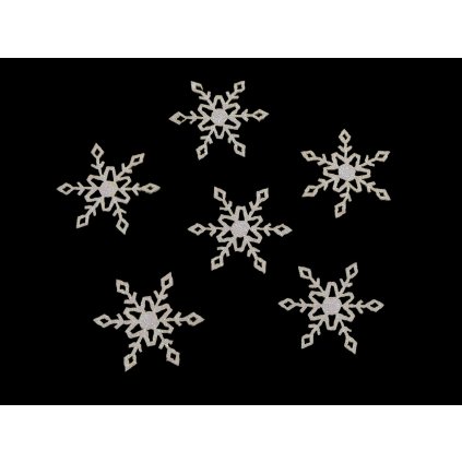 Vánoční filcová vločka s glitry Ø30 mm (Varianta 1 krémová světlá, Balení 10 ks)