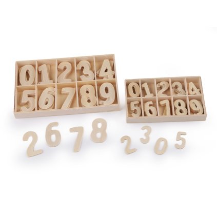 Dřevěná čísla v krabici (Varianta 1 (3.8cm) přírodní sv., Balení 1 krab.)
