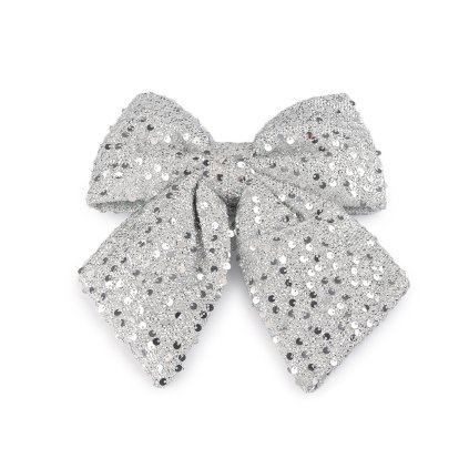 Vánoční mašle s flitry 21x24 cm (Varianta 1 stříbrná, Balení 1 ks)