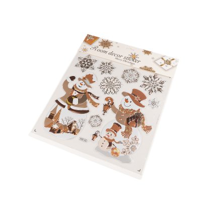 Vánoční samolepky plastické 3D na okna a dveře (Varianta 1 zlatá tmavá sněhulák, Balení 1 karta)