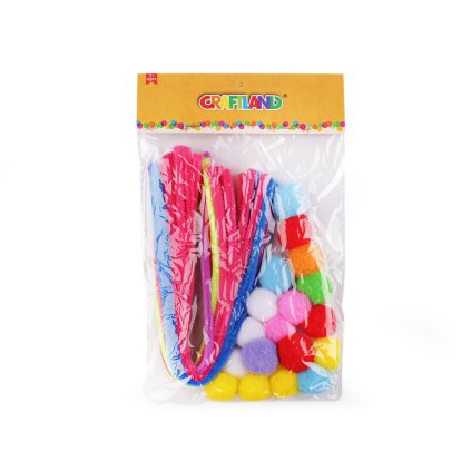 Kreativní sada chlupaté drátky a bambulky neonové (Varianta mix náhodných barev, Balení 1 sada)