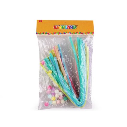Kreativní sada chlupaté drátky a bambulky pastelové (Varianta mix náhodných barev, Balení 1 sada)