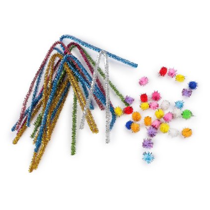 Kreativní sada chlupaté drátky a bambulky s lurexem (Varianta mix náhodných barev, Balení 1 sada)