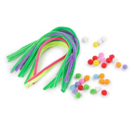 Kreativní sada chlupaté drátky a bambulky neonové (Varianta mix náhodných barev, Balení 1 sada)