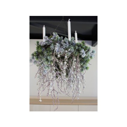 Závěsný proutěný věnec Ø36 cm s 8 háčky (Varianta šedobéžová, Balení 1 ks)