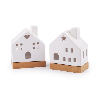 Porcelánový domeček svítící (Varianta 1 bílá srdce, Balení 1 ks)