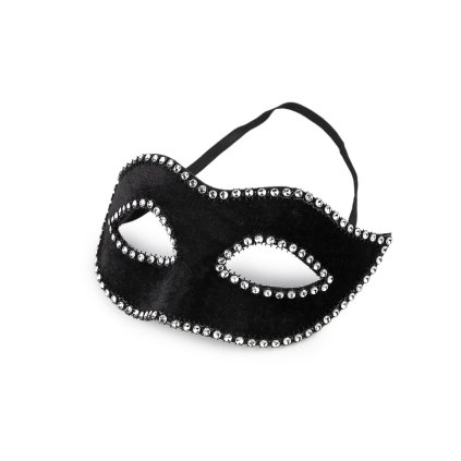 Karnevalová maska - škraboška s kamínky (Varianta 1 černá, Balení 1 ks)