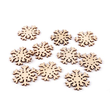 Dřevěná vločka samolepicí (Varianta 1 přírodní, Balení 10 ks)