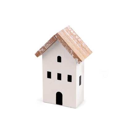 Dekorace celodřevěný domeček (Varianta krémově bílá, Balení 1 ks)