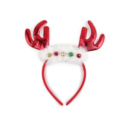 Čelenka do vlasů sob s rolničkami, vánoční /  párty (Varianta 1 červená, Balení 1 ks)