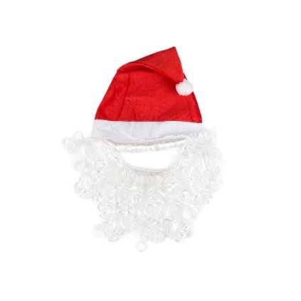 Mikulášská čepice s vousy (Varianta červená, Balení 1 ks)