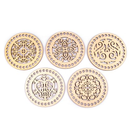 Víko na pletení / háčkování mandala Ø15 cm (Varianta 2 přírodní sv., Balení 1 ks)