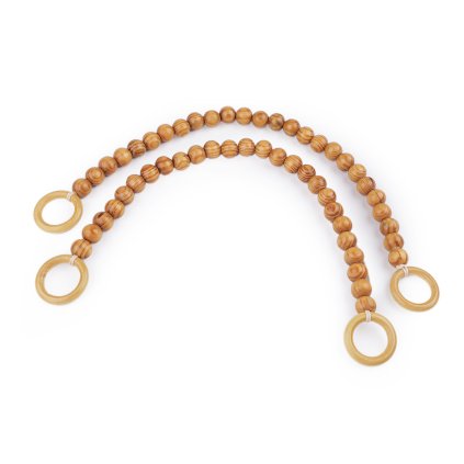 Ucha z dřevěných korálků na tašky délka 52 cm (Varianta přírodní stř., Balení 2 ks)