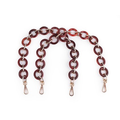 Ucho / řetěz na kabelku s karabinami délka 50 cm (Varianta červenohnědá zlatá, Balení 2 ks)