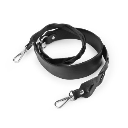 Koženkový popruh / ucho na kabelku s karabinami šíře 2,5-4 cm (Varianta černá nikl, Balení 1 ks)