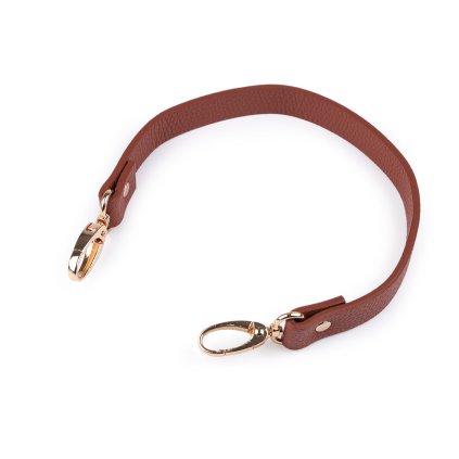 Koženkové ucho s karabinami na kabelku délka 41-43 cm (Varianta 1 hnědá koňak zlatá, Balení 1 ks)