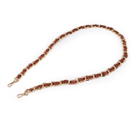 Koženkový popruh / ucho s řetízkem a karabinami šíře 2 cm (Varianta 1 hnědá koňak zlatá, Balení 1 ks)