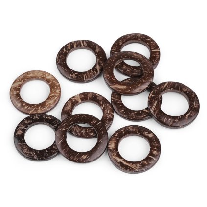 Kokosový kroužek / kolečko Ø30 mm pro háčkování tašek a macrame (Varianta přírodní stř., Balení 10 ks)