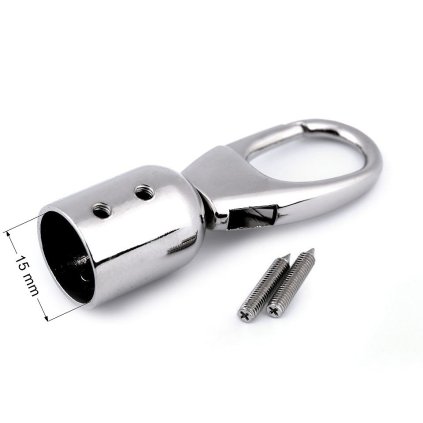 Koncovka s karabinou na ucha tašek a šňůry