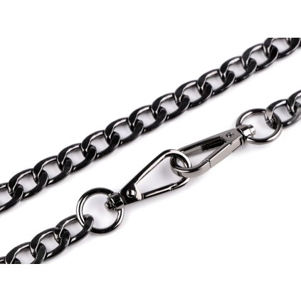 Řetízek plochý na kabelky s karabinou délka 113 cm (Varianta 1 nikl černý, Balení 1 ks)