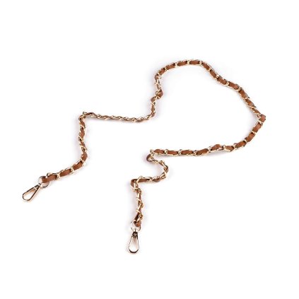 Koženkový popruh / ucho s řetízkem a karabinami, na kabelky a mobilní telefony šíře 2 cm (Varianta 2 béžová světlá nikl, Balení 1 ks)