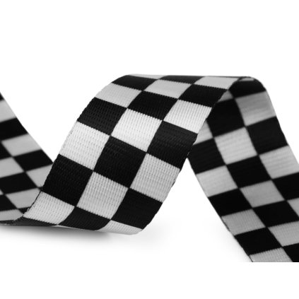Hladký oboustranný popruh s leskem šíře 38 mm (Varianta černá bílá, Balení 1 m)