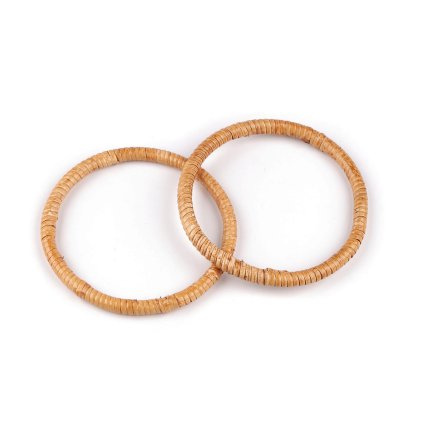 Ratanová ucha / kruhy k výrobě tašek a košíků Ø13; 15 cm (Varianta 1 (13 cm) přírodní stř., Balení 2 ks)