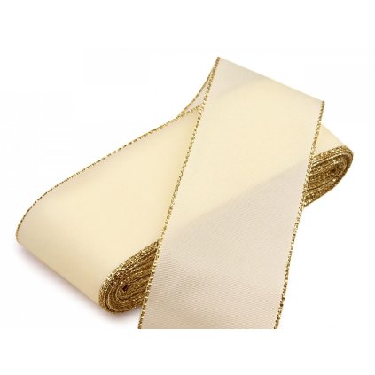 Stuha taftová s lurexem šíře 40 mm (Varianta 100 bílá stříbrná, Balení 10 m)