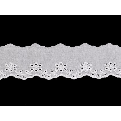 Bavlněná madeira - štykování šíře 40 mm (Varianta bílá, Balení 13.5 m)