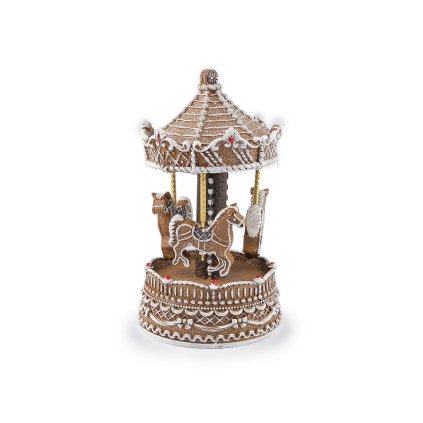 Vánoční hrající kolotoč, svítící kostel - imitace perníku (Varianta 2 hnědá přírodní, Balení 1 ks)