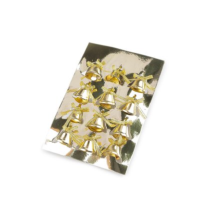 Zvoneček s lurexovou mašličkou a drátkem Ø25 mm (Varianta zlatá, Balení 12 ks)