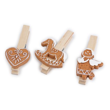 Velké vánoční kolíčky - perníčky sada 3 ks (Varianta 1 hnědá přírodní, Balení 1 sáček)