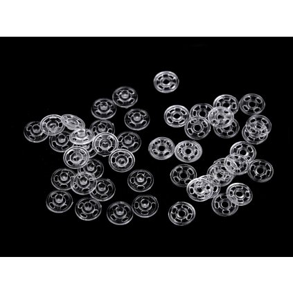 Plastové patentky / stiskací knoflíky transparentní Ø7 mm (Varianta transparent, Balení 100 pár)