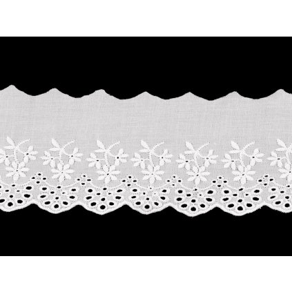 Bavlněná madeira - štykování šíře 80 mm (Varianta 1 bílá, Balení 13.5 m)