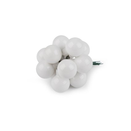 Vánoční skleněná baňka na drátku Ø2 cm - mat a lesk (Varianta 1 bílá lesk, Balení 12 ks)