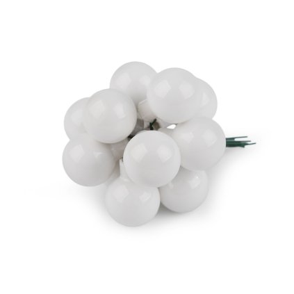 Vánoční skleněná baňka na drátku Ø2,5 cm - mat a lesk (Varianta 1 bílá lesk, Balení 12 ks)