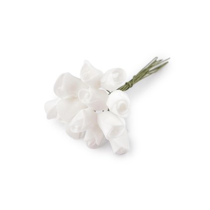 Umělá pěnová mini růže na drátku (Varianta 1 bílá, Balení 1 svaz.)