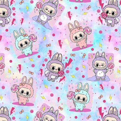 Zimní softshell - Labubu duhová