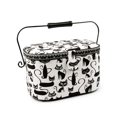 Kazeta / košík na šití čalouněný kočka