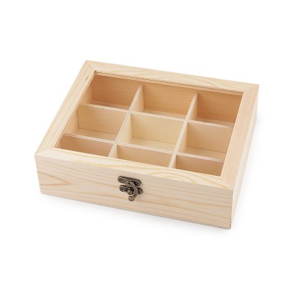 Dřevěná krabička se skleněným průhledem (Varianta přírodní, Balení 1 ks)